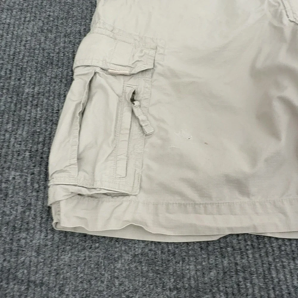 Chaps Cargo Shorts Men 36 Tan Cotton Ripstop Multi Pocket Outdoor Casual Utility
